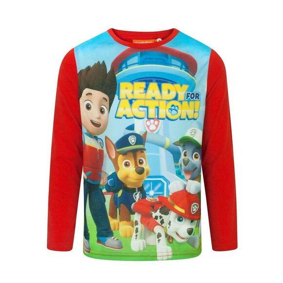 Paw Patrol Boys Ready For Action Long-Sleeved T-Shirt / Red - Picture 1 of 1
